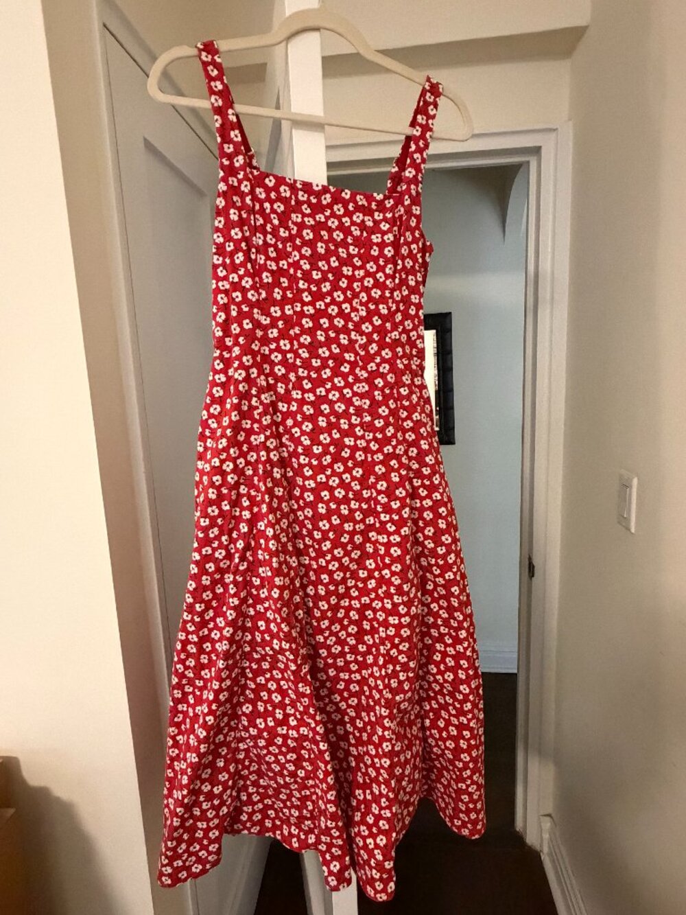Abercrombie & Fitch Mila Stretch Midi Dress in Red, Size Small Petite